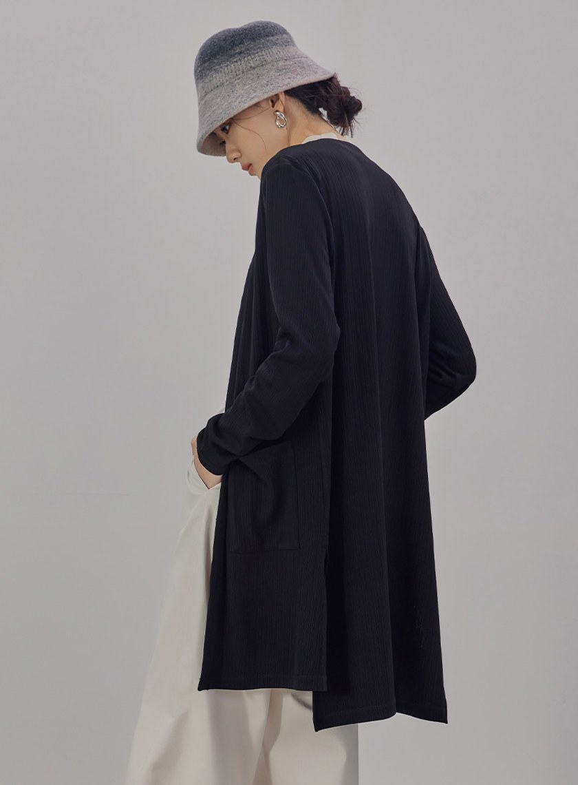 舒適坑條長版外套